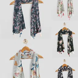 poshampaa Printed Chiffon Women Multicolor Scarf, Stole, Fancy Scarf-picture-44