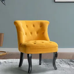 timberly Grenier Fabric Slipper Chair in Yellow Colour image 1