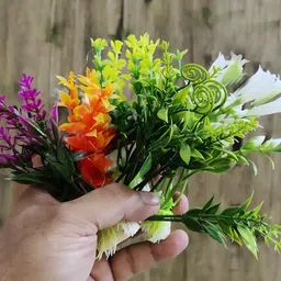dhinchak 10 Mini Plastic Small Flowers pots Different Shapes for Decoration (10 pots ) Multicolor Wild Flower Artificial Flower image 3