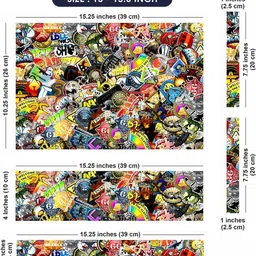 Flipkart SmartBuy Combo of Full Body Laptop Skin and Mouse Pad - Colorful Sticker Bomb Collage No Residue Removable Self Adhesive Vinyl Reusable Laptop Skin Compatible for 15.6 inch image 3