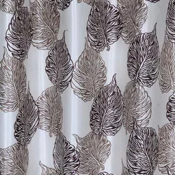 Brown Floral Polyester 9 Ft Semisheer Eyelet Door Curtains (Set of 2) by Cortina image 2