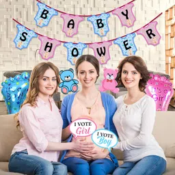 zyozi Baby Shower Party Supplies - Banner, Photo Booth And Foil Balloons ( Pack of 33) image 5