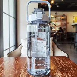 kwt Motivational Water Bottle with Time Marker, Transparent BPA-Free Sipper Bottle 2000 ml Water Bottle-picture-13