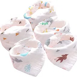babygo Cotton Soft 8 Layer Adjustable Feeding Baby Bandana Bib Apron - Set of 5-picture-11