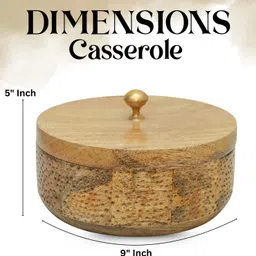 zyvano homes Handcrafted Wooden Casserole for Rotis Wooden Roti Box with Lid Serve Casserole image 2