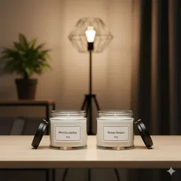 Scented Candle Set of 2|Ocean Breeze Citrus,Natural Wax,Handcrafted,Smokeless80g Candle-image-2