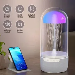 ankri Jellyfish Lamp Bluetooth Speaker,7-Color Changing LED Night Light Smart Speaker Table Lamp image 4