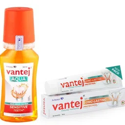 vantej Mouthwash Aqua For Sensetive teeth 100 ml & Tooth Sensitivity Toothpaste 100g image 1