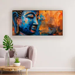nestroots Canvas Framed Buddha Head Wall Painting-picture-22