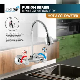prestige FUSION Sink Mixer Flex Silver Kitchen Mixer Faucet image 4