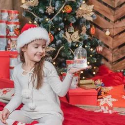 vital creation Christmas Tree in Glass Dome - Snow Scene Lighted Christmas Tree-XMAS Hanging Star Pack of 1 image 3