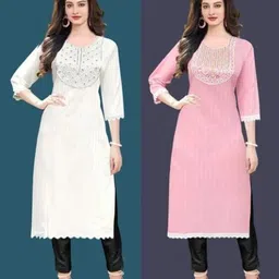 alkalinerahu Women Solid Pure Cotton A-line Kurta-picture-23