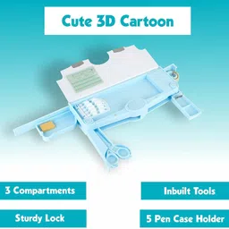 kavana Space Pencil Box with erazer,sharpner,tape,scissor Pencil Case for Boys space Art Plastic Pencil Box image 3