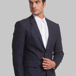 park avenue Men Checkered Double Breasted Formal Blazer image 2