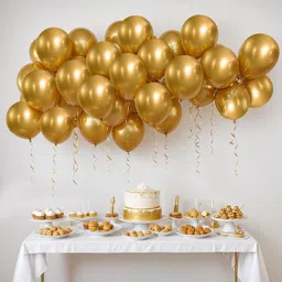 shree shantinath collection Solid Golden Balloons - 25 Pcs Metallic Golden For Birthday Balloon image 5