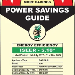 acer 2024 Model 1 Ton 5 Star Split Inverter AC- White image 2