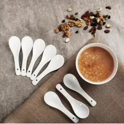kriti traders Disposable Ceramic Soup Spoon, Serving Spoon, Table Spoon Set image 3