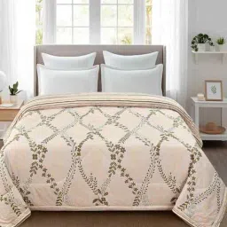 Florida 180 GSM Floral Reversible All Season AC Comforter / Blanket / Quilt (Peach, 220x240 CM)-picture-23