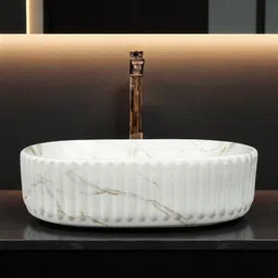 inletcera Premium Black & Gold Ceramic Wash Basin for Bathroom and hotels(M34) Matt (19.5x13x5)HR Line(M-34) Matt Table Top Basin-picture-11