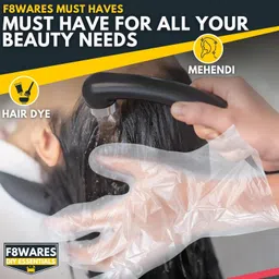 f8wares Pk 100 Pair Hand Gloves / Poly Transparent Plastic Gloves / Plastic Hand Gloves Wet and Dry Disposable Glove image 4