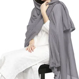 dupatta bazaar Pure Cotton Solid Grey Women Dupatta image 2