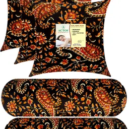 actos Combo Set Of 3 Cushion And 2 Microfibre Floral Bolster Pack of 5-picture-19