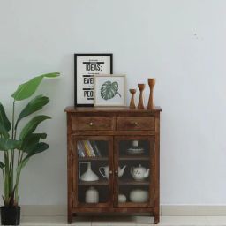 woodsworth from pepperfry Noyes Mango Wood Cabinet In Tubbaq Finish With Drawers-picture-33