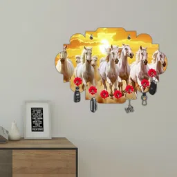 White Horses at Sunset Design Key Organizer For Wall Stylish Home Décor Gift Wood, Stainless Steel Key Holder-image-98
