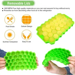 rhhg e com Silicone Honeycomb Ice Cube Tray for Freezer 37 Cavity Ice Cube Flexible Tray^ Multicolor Silicone Ice Cube Tray image 3