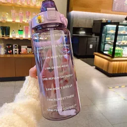 m9gi LargeCapacity Water Bottle Motivational travel bisycle home Straw gym trasparent 2000 ml Bottle-picture-16