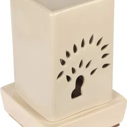landslide Ceramic Square Shape Electric, Burner 8 Inch White, With 40watt Bulb Diffuser image 1
