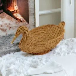 mba tokri vala Duck Wicker Basket/Gift Hamper/ Wooden storage/Fruits&Vegitables Wooden Fruit & Vegetable Basket image 4