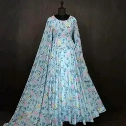 iethniya Printed Georgette Stitched Anarkali Gown image 3