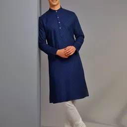 tibra collection Men Solid Cotton Blend Straight Kurta image 5