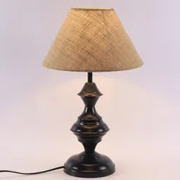 new era Droplet Beige Jute Shade Night Lamp With Iron Base image 3