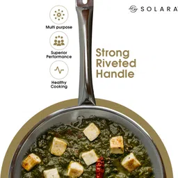 solara Stainless Steel Frypan with Lid Fry Pan 22 cm diameter with Lid 1.1 L capacity image 3