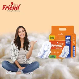 girl's friend Quick Dry Sanitary Pads |XXL+, 40 Pads |Cottony Soft |For Heavy Flow Sanitary Pad image 2