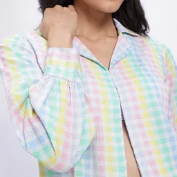 glitchez Women Regular Fit Checkered Casual Shirt image 3