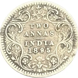 numisg 1895 Silver Two Annas C Incuse Victoria Empress X Rare British India Coin Medieval Coin Collection image 2