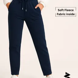 blinkin Women Solid Dark Blue Track Pants-picture-11