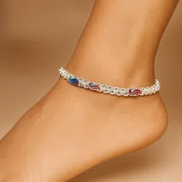 hknbhomya Traditional Silver Plated/Gota chandi payal fashion new model anklet for women Alloy, Sterling Silver Anklet image 3