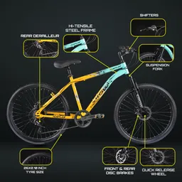 crow HUSTLER 7 SPEED | DUAL DISC | FRONT SUSPENSION | FULLY FITTED 26 T (inch) Mountain Cycle image 3