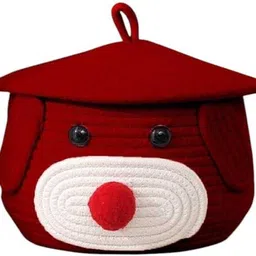 ambaenterprises Cotton Red Dog Face Cotton & Jute Rope Storage Basket with Lid Storage Basket-picture-47