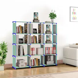 mezire Compact 15-Tier Book Organizer/Shoe/Chappal/Book/Clothes Rack with Plastic Joint Metal Open Book Shelf image 1