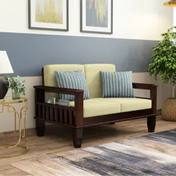 Madhavi 2 Seater Wooden Sofa (Creame Colour, Walnut Finish)-image-27