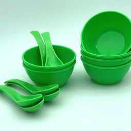 mapletex Dinner Set 18 Pieces with Serving Bowls 6 Dinner Plates, 6 Katoris ,6 Spoon Dinner Plate image 4