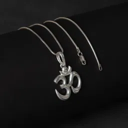 akshat sapphire Sterling Silver (92.5% purity) Spiritual OM Pendant (Big Size) For Men & Women Pure Silver Religious OM Locket (Big Size) For Good Health & Wealth Sterling Silver Pendant image 2