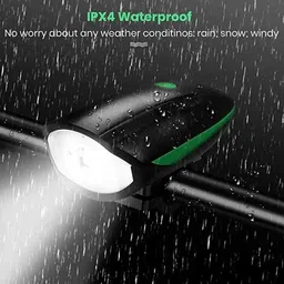 highrider USB Rechargeable LED Front Cycle Light & Horn(black/Green) Bell image 4