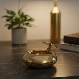 shine aura enterprises Classic Heritage Brass Ashtray Gold Brass Ashtray-picture-41