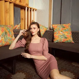 kassually Women Bodycon Pink Midi/Calf Length Dress image 4